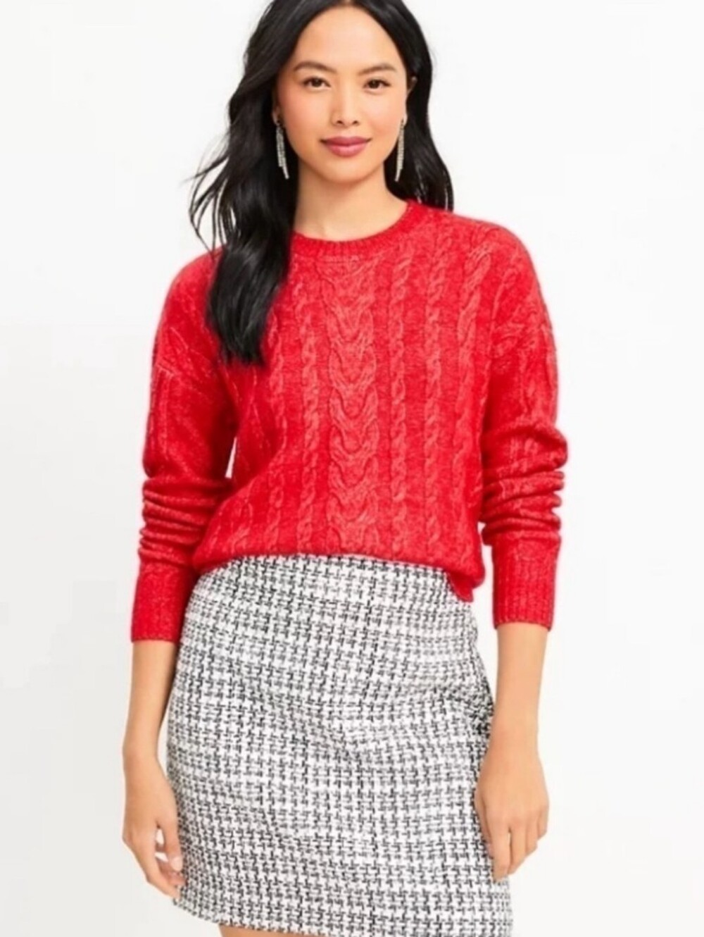Women's Loft Red Cableknit Sweater Sz Medium NWT